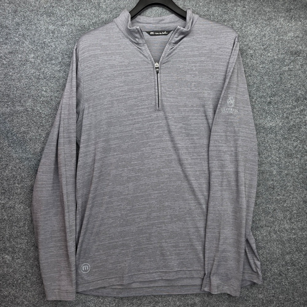 TravisMathew Mens Grey Space Dye Quarter Zip Silverado Napa Valley Pullover M